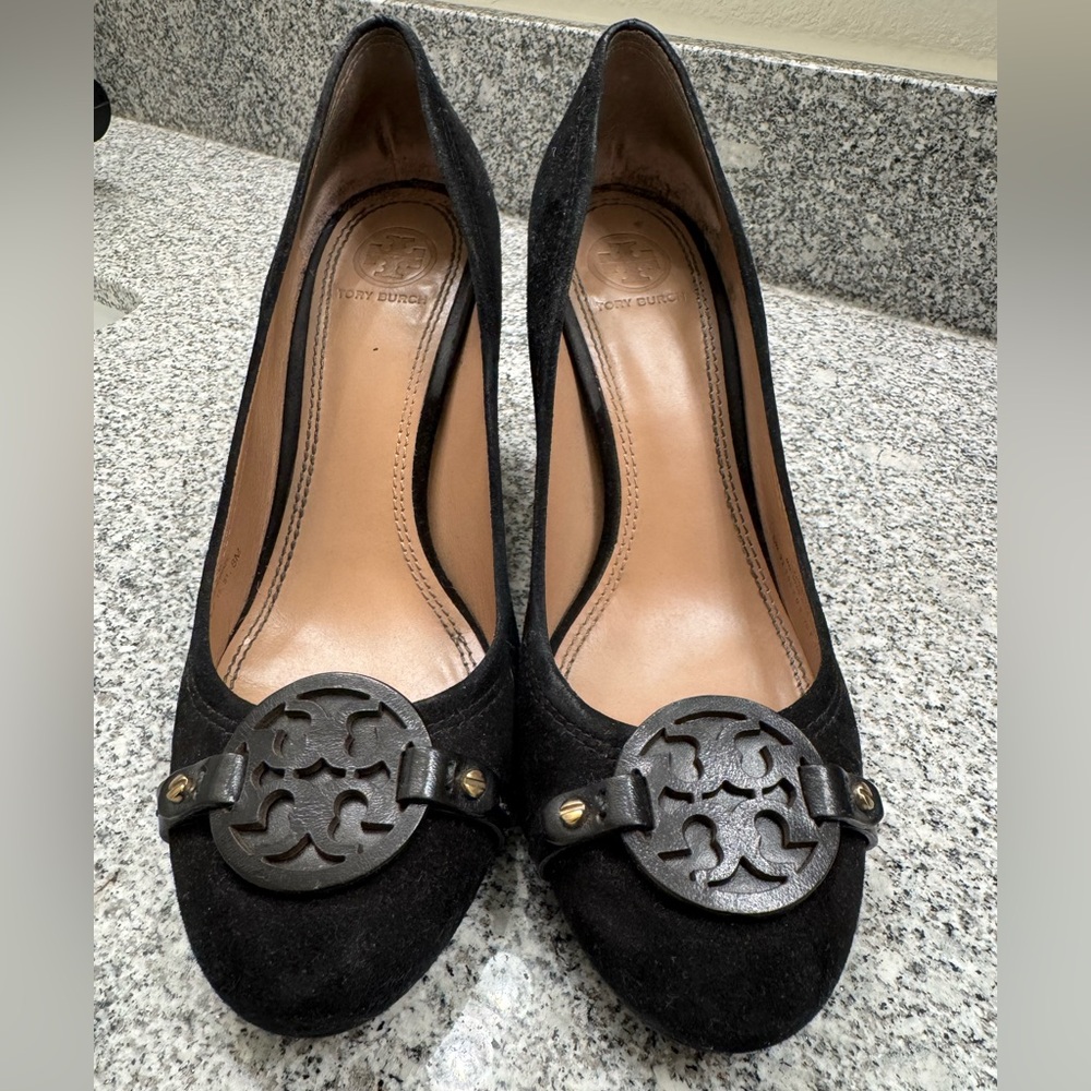 Tory Burch Black Heels with Logo Accent